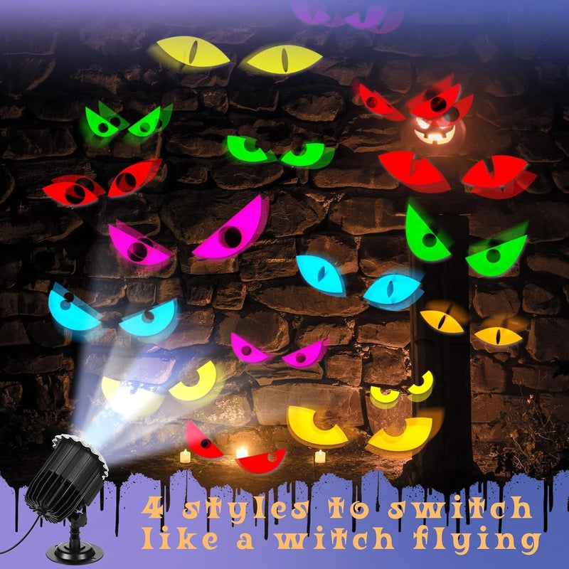Lingvee Halloween Projector Light with 1 Film Slides Holiday LED Projector Lights Outdoor Reflectors Waterproof Landscape Decorative Rotation Lighting Movement Projection Lamp(Eyes) - Image 5